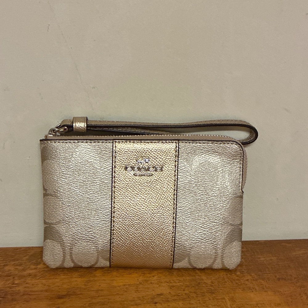 Coach Silver Gold Metallic NWOT Wristlet